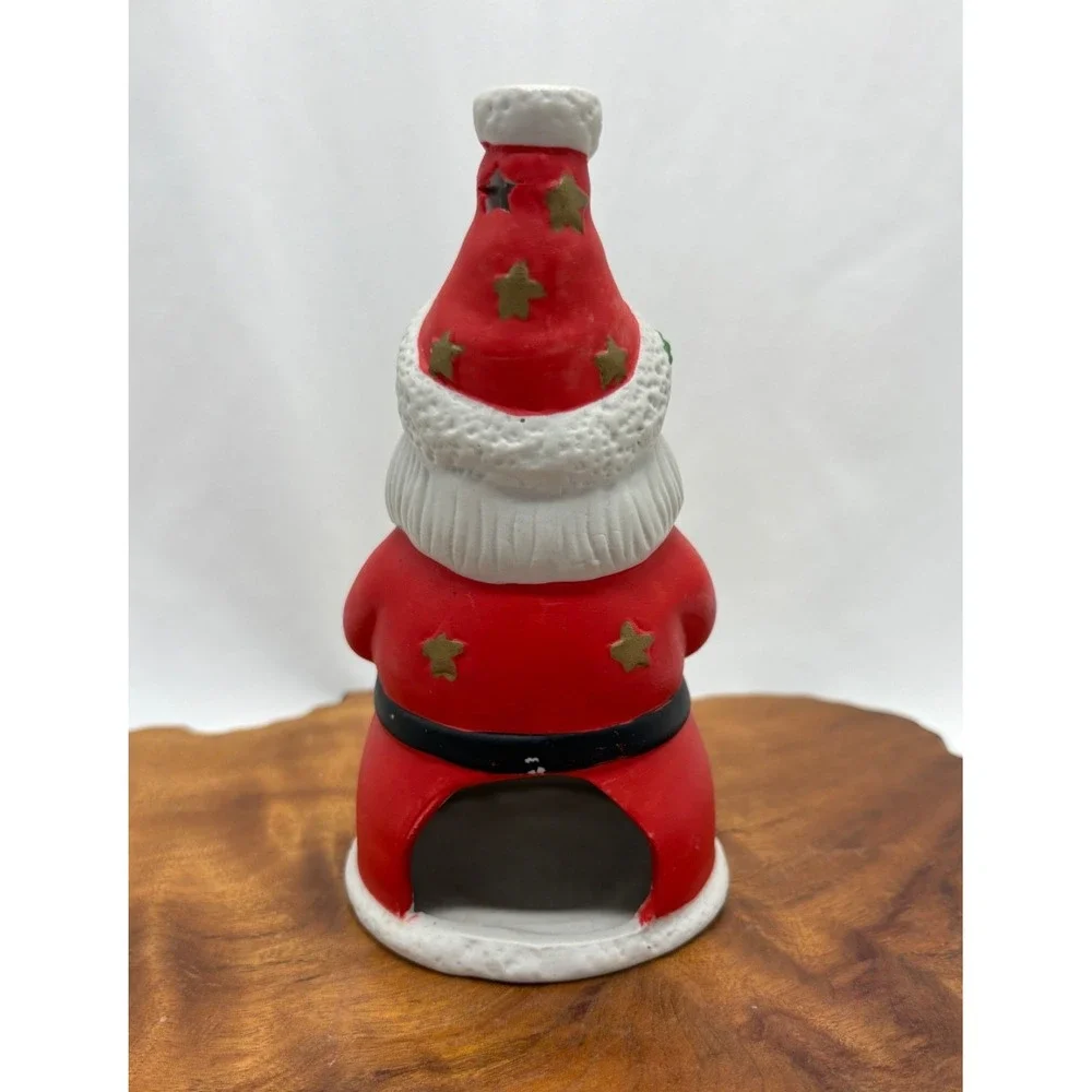 Vintage Ceramic Christmas Santa Tea Light Votive Candle Holder Ho Ho Ho